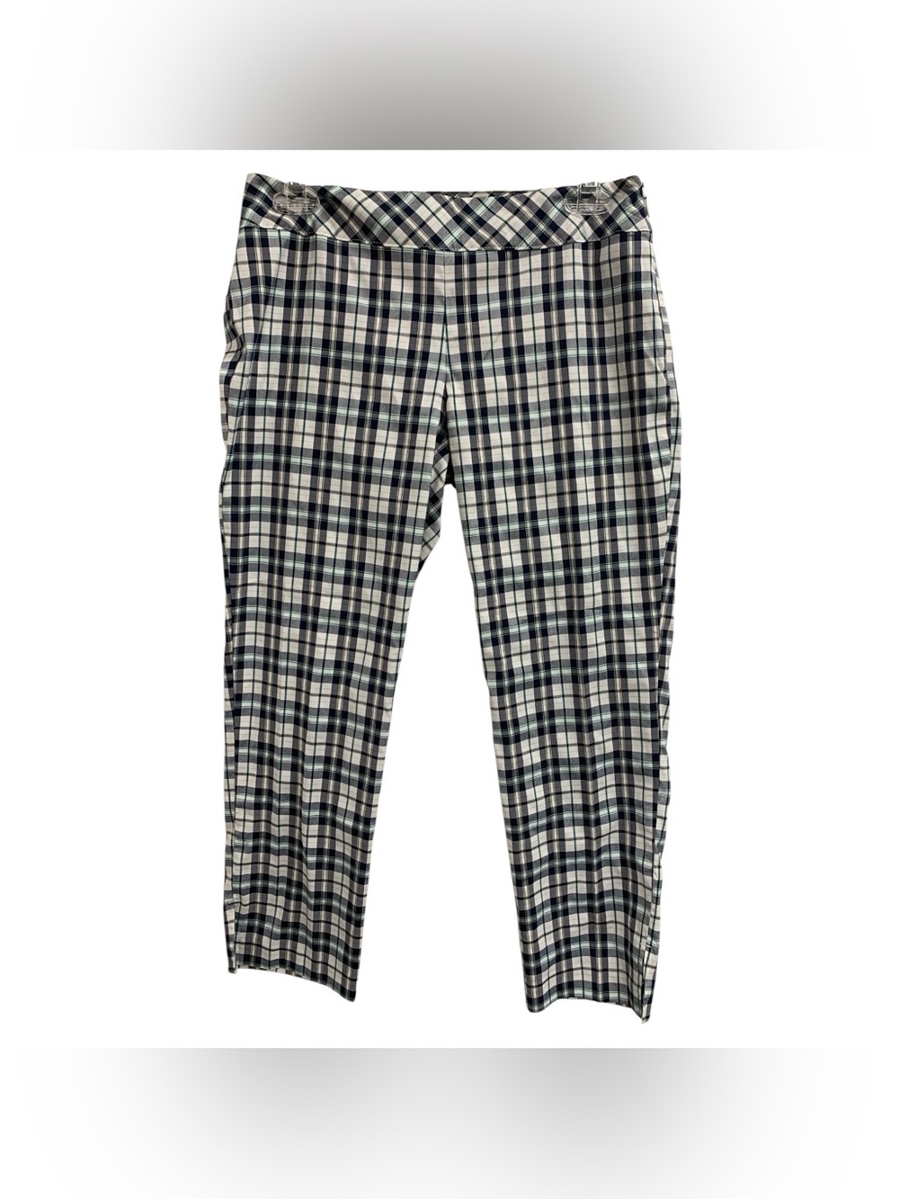 Izod Black & White Plaid Straight-Leg Pants Size XS